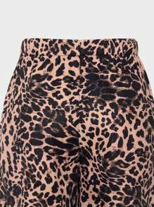 SHEIN Explorewe Pantalones de carga con estampado de leopardo para niña preadolescente, pantalones anchos de moda con ajuste holgado, adecuados para primavera, verano, otoño e invierno - Multicolor - Ver 5
