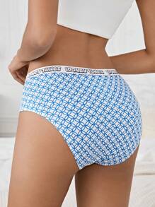 LOONEY TUNES X SHEIN 2 Pieces Blue And Orange Sports Letter & Cute Cartoon  Rabbit Graphic Contrast Binding Brief - Multicolor - View 4