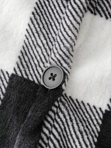 SHEIN Teenage Girls' Textured Fleece Double-Breasted Long Sleeve Mid-Length Coat