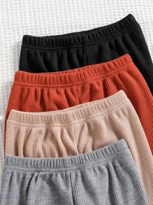 男童纹理舒适简约长袖和长裤睡衣套装