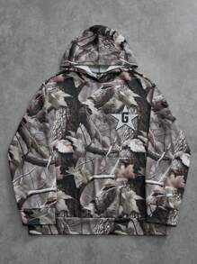 Manfinity EMRG 1pc Men's Plus Size Full Print Pocket Minimalist Hooded Sweatshirt, Casual Daily Wear - Multicolor - View 1
