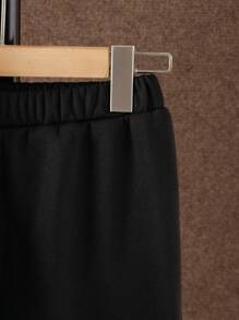 Teen Boys 2Pcs/Set Casual Letter Print Long Sleeve Hoodie Sweatshirt And Pants Set, Autumn/Winter - Black - View 6