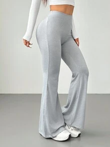 SHEIN PETITE Pantaloni evazați pentru femei, ocazional, de culoare solidă