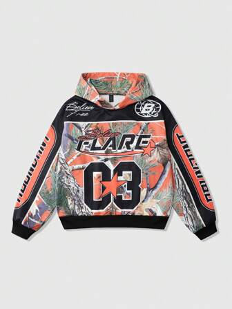 Street Life Sudadera con capucha para hombre con estampadomde rama de árbol desnudo, estilo de ropa de calle
