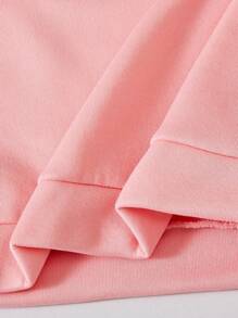 SHEIN Setelan Sweatshirt dan Celana Olahraga Kasual Warna Polos dengan Huruf Timbul untuk Anak Perempuan Remaja, Musim Gugur - Baby Pink - View 8