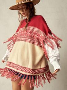 Bohemela 1 件女式不对称下摆圆领毛衣，适合度假