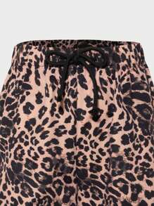 SHEIN Explorewe Pantalones de carga con estampado de leopardo para niña preadolescente, pantalones anchos de moda con ajuste holgado, adecuados para primavera, verano, otoño e invierno - Multicolor - Ver 3