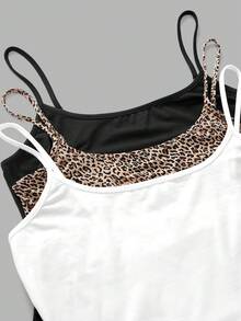 Comfortcana 3pcs/Set Plus Size Women Casual Tight Fitting Camisole Tops, Suitable For Summer - Multicolor - View 9