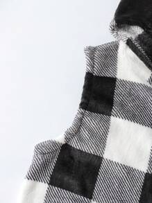 SHEIN Teenage Girls' Textured Fleece Double-Breasted Long Sleeve Mid-Length Coat