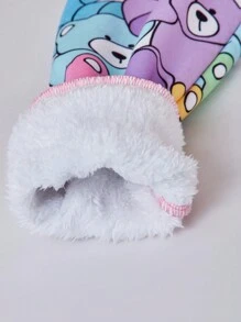 SHEIN Áo khoác lót có mũ in hình gấu hoạt hình nhiều màu cho bé gái tuổi mới lớn, ấm áp và giản dị cho mùa thu/đông - Hồng - Xem 6