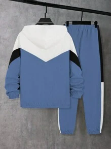 SHEIN 2 件套 Tween Boy 印花运动套装，色块休闲装，适合日常、春季/秋季