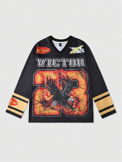 Street Life Maglietta da uomo sportiva con motivo a pannelli 23, jersey sportiva, streetwear