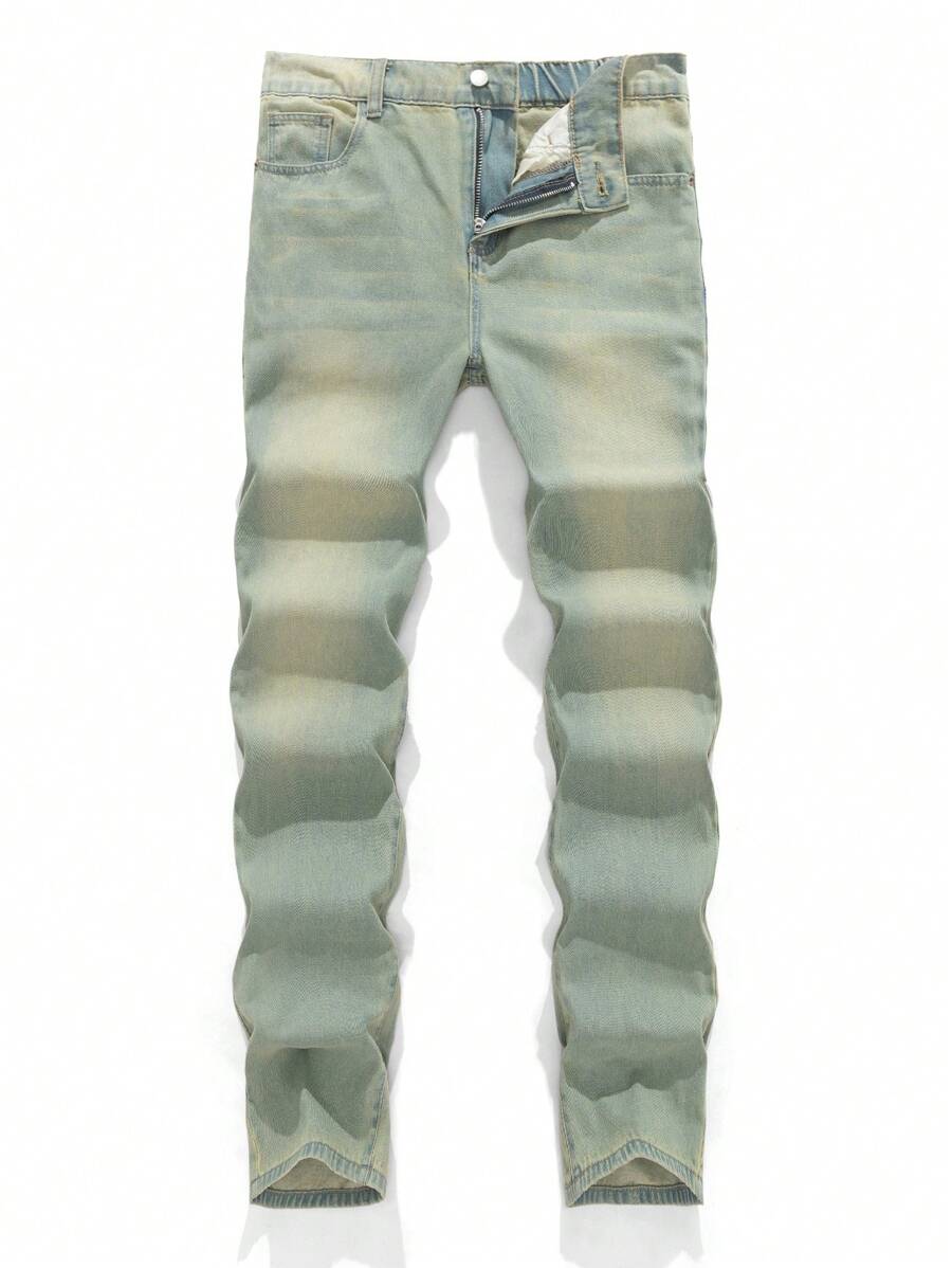 SHEIN Quần Jeans Xanh Cổ Điển Thường Ngày Cho Bé Trai Tuổi Teen Mặc Hàng Ngày Và Quần Áo Thu Cho Bé Trai Tuổi Teen - Màu xanh lam - Xem 1