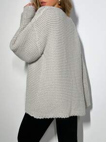 Zolique Damen Cardigan, Damen Top, graues Top, gestrickte langärmlige Cardigan, sexy, locker, figurbetonter Schnitt, für Treffen mit Freunden, Herbst- und Wintermode, Damenkleidung für alle Jahreszeiten - Grau - Übersicht 2