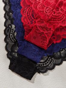 3pcs/Set Minimalist Romantic Lace Women's Panties Lingerie