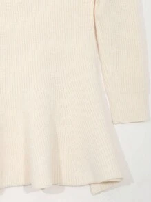 DAZY 女士露肩性感紧身连衣裙，针织毛衣，适合派对、返校、秋冬季、新年等场合 - 白色 - 查看 3