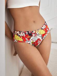 LOONEY TUNES X SHEIN 2 paquetes de bragas básicas y cómodas con estampado de dibujos animados en negro y rojo para mujeres