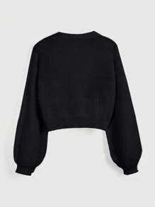 ROMWE Hippie 女士 Cottagecore 波西米亚风格刺绣开衫 - 黑色 - 查看 3