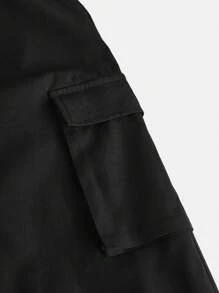 SHEIN Tween-Mädchen Lässiges 2-teiliges Set aus kurz geschnittenem T-Shirt mit Leopardenmuster, langen Ärmeln, Kordelzug und Cargohose