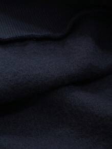 Dazy-Less 女士休闲格子拼接长袖卫衣，复古风格长袖上衣，秋季商务休闲女装 - 藏蓝色 - 查看 3