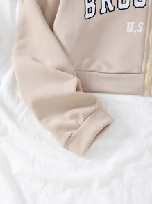 SHEIN Explorewe Tween Girls Casual Letter Print Sweatshirt, Autumn - Apricot - View 5