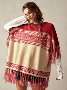 Bohemela 1 件女式不对称下摆圆领毛衣，适合度假