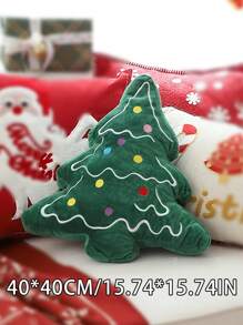 1pc Christmas Tree Pattern Throw Pillow Decor, Suitable For Living Room Sofa, Bedroom - Green - View 3