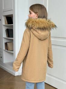 Tween-Mädchen Lockerer, lässiger, minimalistischer, bequemer, warmer Mantel mit Kapuze