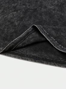 Manfinity EMRG 男士夏季休闲字母印花 T 恤 - 黑色 - 查看 4