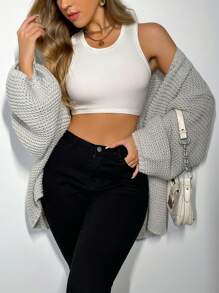 Zolique Damen Cardigan, Damen Top, graues Top, gestrickte langärmlige Cardigan, sexy, locker, figurbetonter Schnitt, für Treffen mit Freunden, Herbst- und Wintermode, Damenkleidung für alle Jahreszeiten - Grau - Übersicht 4