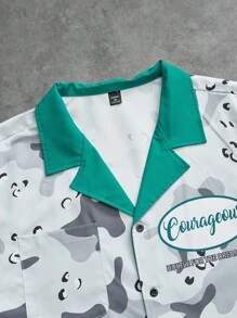 Manfinity EMRG Plus Size Men Casual Camouflage Print Short Sleeve Shirt And Pants 2pcs Set - Multicolor - View 5