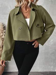 Chiquease Jacke mit Kragen, doppelreihig, langarm, für den lässigen täglichen Gebrauch