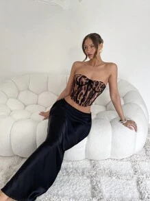 SHEIN Unity 女士豹纹网眼露背吊带上衣 - 棕色 - 查看 5