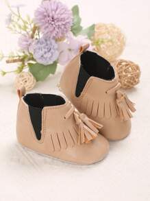Nuevos zapatos rastrera de suela suave y antideslizante con borlas, de piel de PU, para bebés de 0 a 1 año, para otoño - Albaricoque - Ver 5