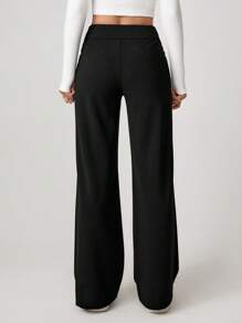 SHEIN Tall 净色高腰喇叭直筒裤