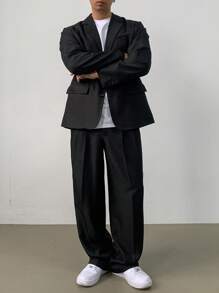 DAZY 1 conjunto Traje casual de un solo botón con solapa entallada en unicolor (chaqueta y pantalones) para hombre