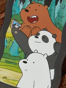 We Bare Bears X SHEIN Cute 3 Bears Print Wavy Colored Mobile Phone Case, Compatible With IPhone - Multicolor - View 8