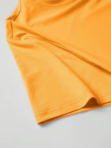 Manfinity Homme Áo thun nam cổ tròn tay ngắn in họa tiết thường ngày - Màu vàng - Xem 4