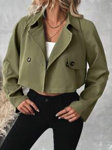 Chiquease Jacke mit Kragen, doppelreihig, langarm, für den lässigen täglichen Gebrauch