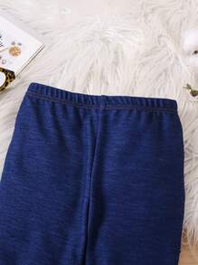 年轻女孩和年轻女孩的高弹力针织牛仔紧身裤，适合休闲日常穿着，秋冬季 - 藍色 - 查看 5