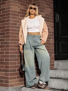 SHEIN EZwear Áo ba lỗ hở vai họa tiết trái tim đa năng cỡ lớn thường ngày - trắng - Xem 3