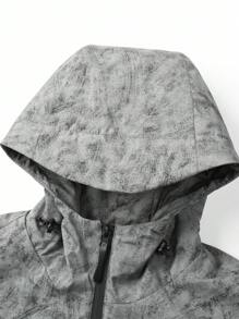 Manfinity Sport Corelite 男友风格男士休闲日常连帽加厚运动夹克，冬季 - 灰色 - 查看 3