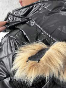 SHEIN Maternity Winter 3-In-1 Hooded Padded Coat, Pregnancy Outerwear & Coat