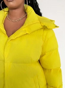 Maweii Vêtements d'hiver grande taille, veste matelassée zippée à capuche pour un usage quotidien et décontracté