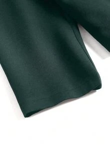 SHEIN Clasi Veste minimaliste avec bord contrastant, grande taille, porter décontracté au quotidien - Vert sapin - Voir 3