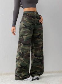 SHEIN Tall Quần Jeans Nữ Họa Tiết Da Báo Quần Ống Đứng Rộng Cho Nữ Quần Jeans Nữ Cao Cấp Quần Jeans Nữ Quần Jeans Nữ Camo - Nhiều màu - Xem 7