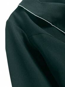 SHEIN Clasi Veste minimaliste avec bord contrastant, grande taille, porter décontracté au quotidien - Vert sapin - Voir 8