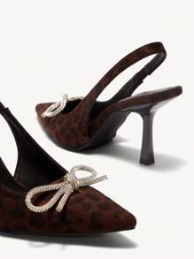 CUCCOO SZL 黑色尖头高跟鞋，带蝴蝶结装饰，女士时尚办公室、派对、婚礼活动鞋 - 黑色 - 查看 4