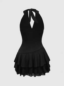 ROMWE Hippie Plus Size Hippie Sun Totem Embroidery Women Sleeveless Layered Hem Dress For Summer