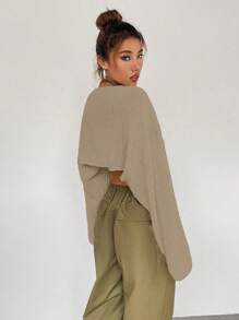 Flirla Cárdigan casual de mujer de manga larga y hombros caídos, de unicolor, para otoño/invierno